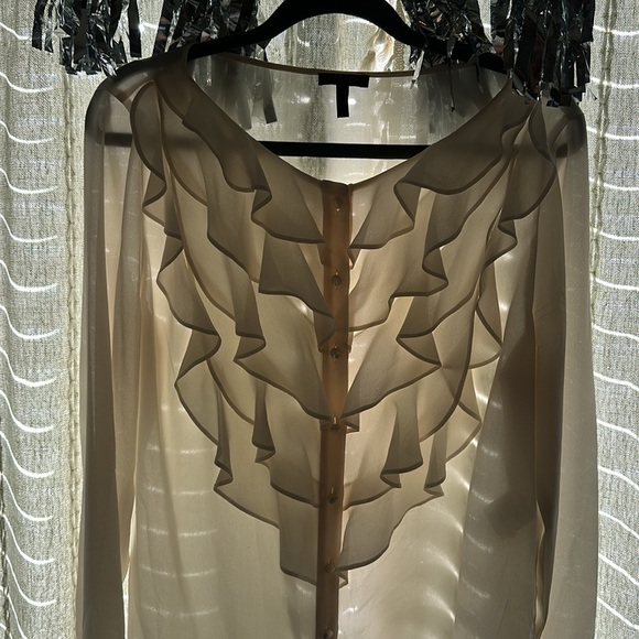 VINTAGE SHEER ESCADA RUFFLE BLOUSE - Picture 4 of 14